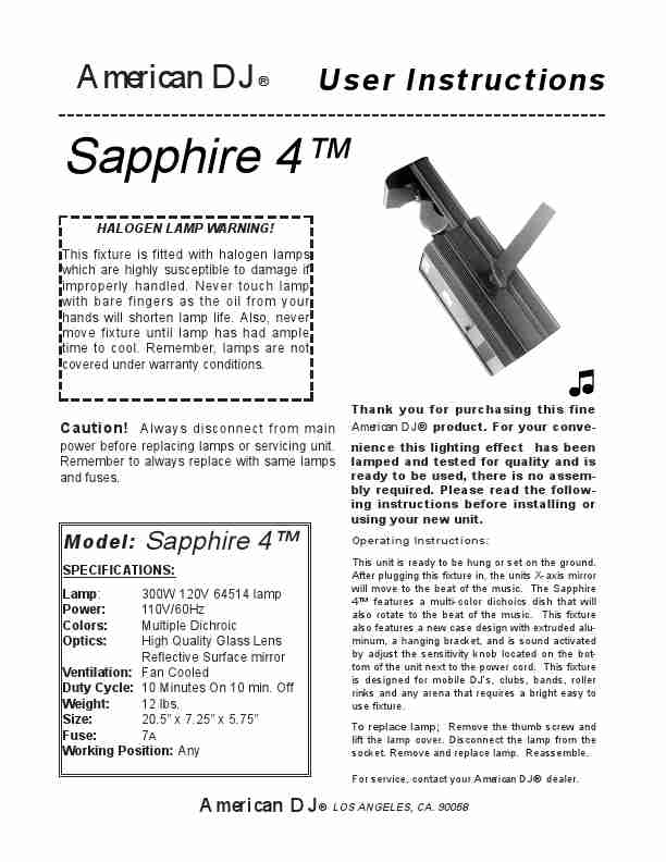 American DJ Indoor Furnishings Sapphire 4-page_pdf